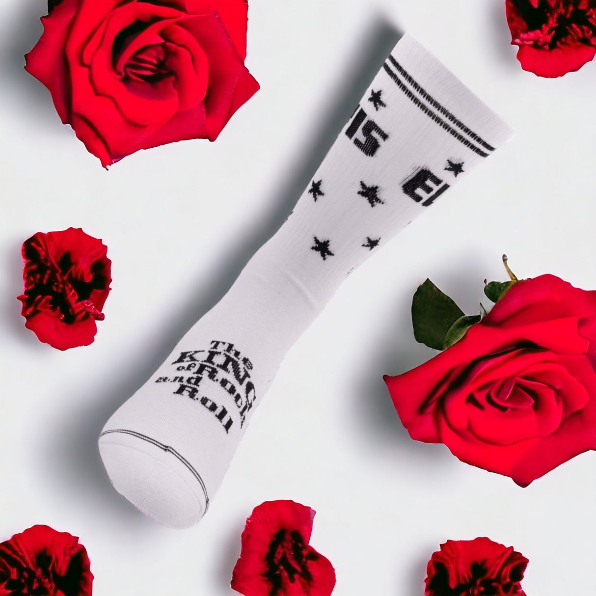 Socken Elvis Presley Fanartikel Elvis the King Strümpfe in weiß in 40-46 im Paar
