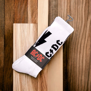 Socken AC/DC Lightning Strikes Fanartikel Strümpfe in weiß in 43-47 im Paar
