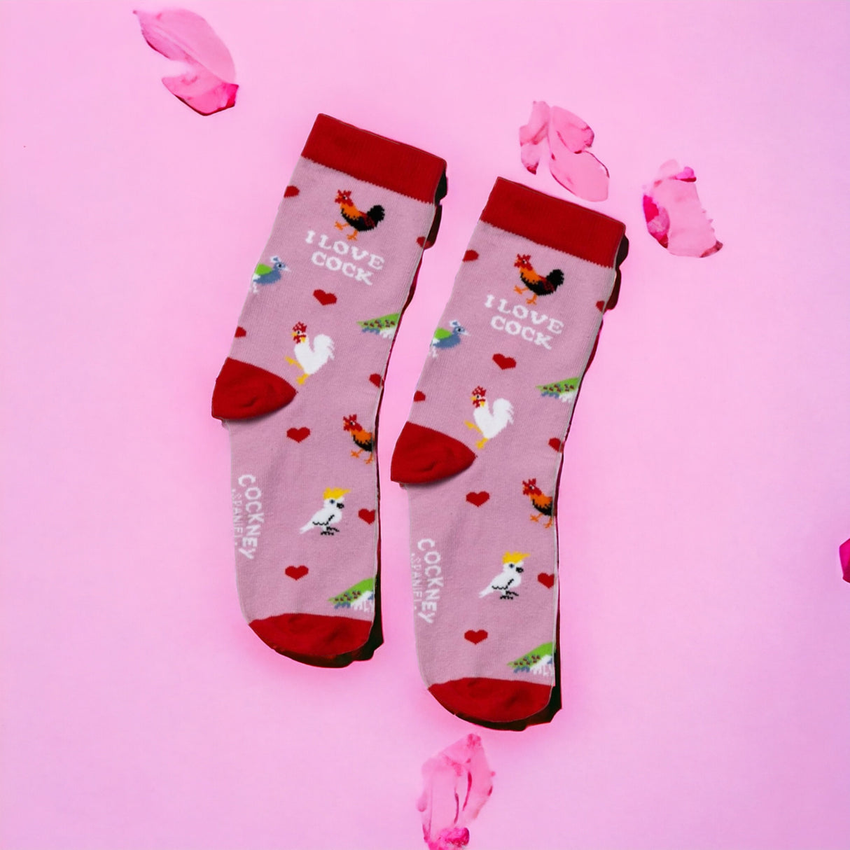 I love cock Socken Funsocken Damen Hähne Strümpfe in 37-42 im Paar