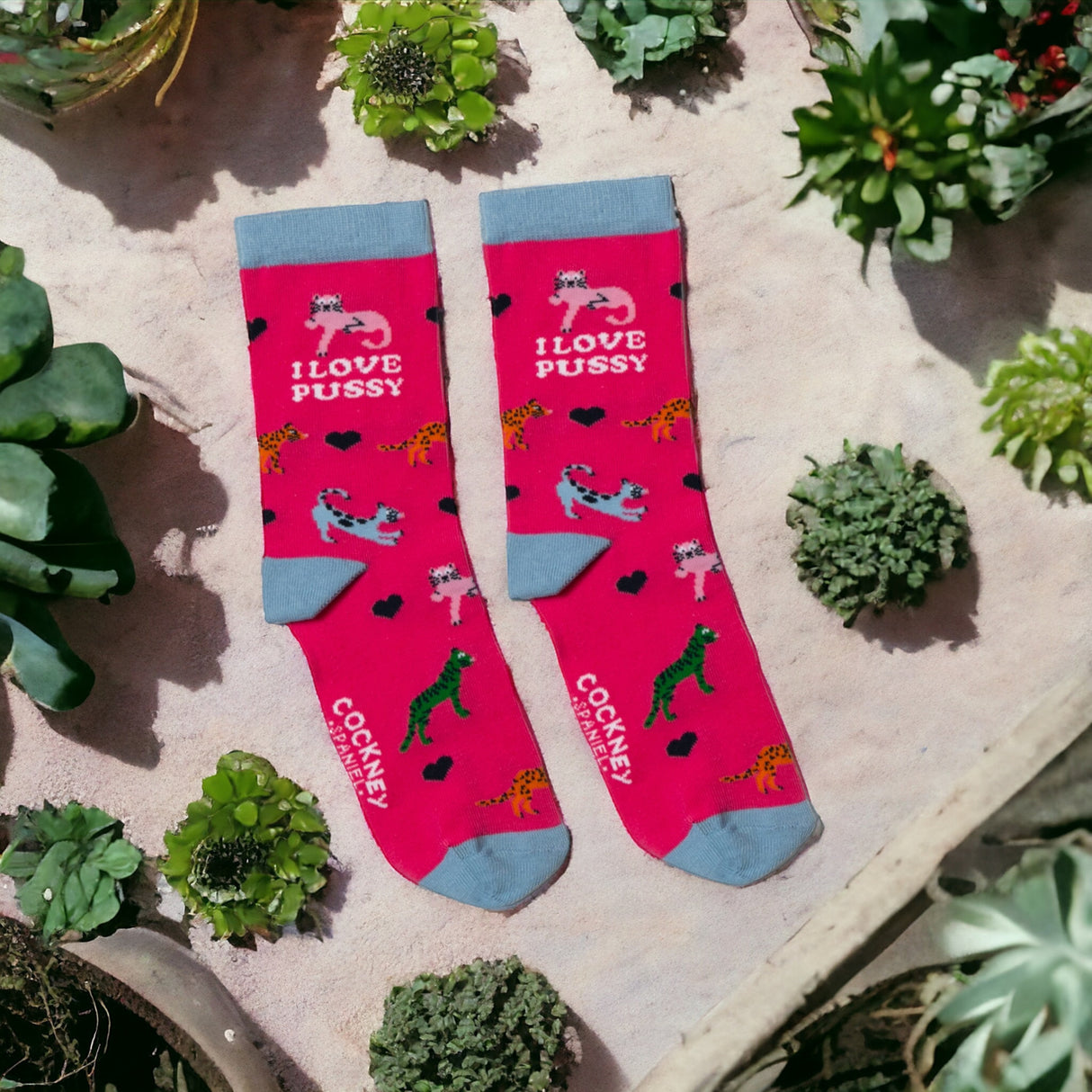 I love pussy Socken Funsocken Damen Katzen Strümpfe in 37-42 im Paar