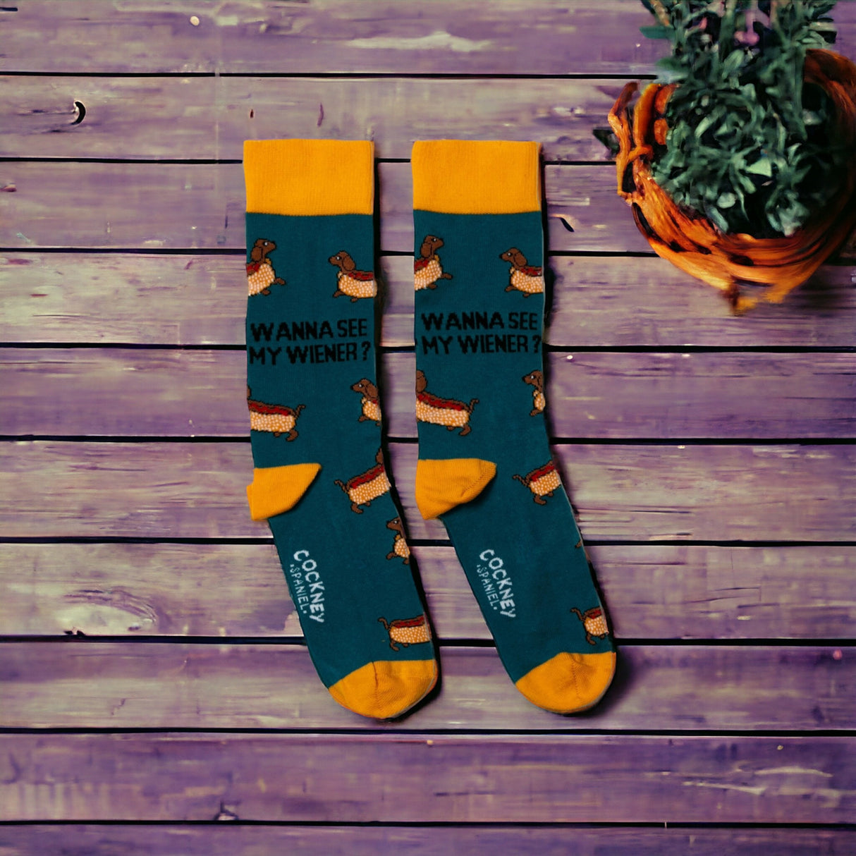 Dackel Socken Lustige Männersocken Hotdog Strümpfe in 39-46 im Paar