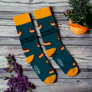 Dackel Socken Lustige Männersocken Hotdog Strümpfe in 39-46 im Paar