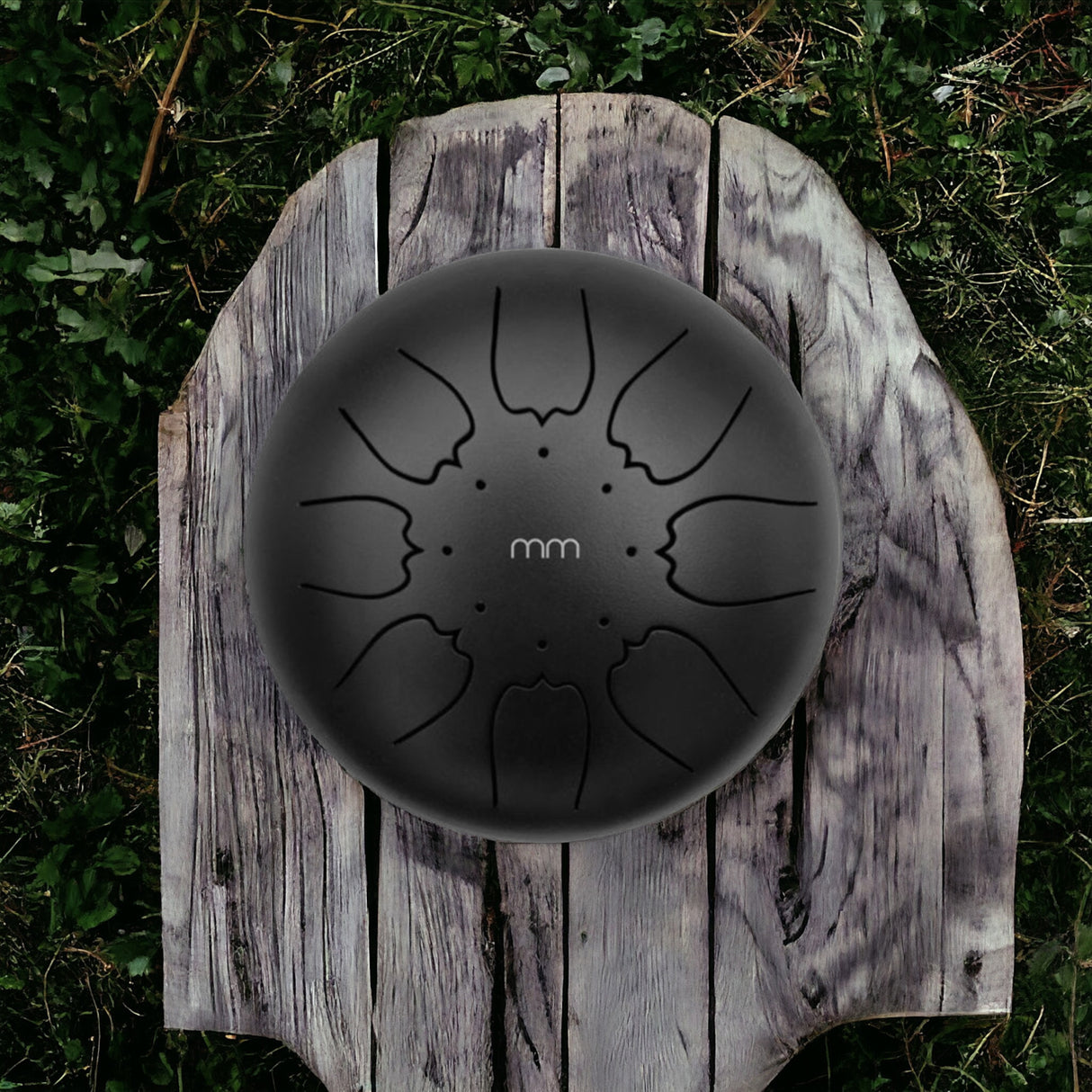 Zungentrommel Instrument aus Metall Tongue Drum mit Trommelstöcken und vier Fingerpicks