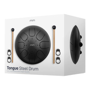 Zungentrommel Instrument aus Metall Tongue Drum mit Trommelstöcken und vier Fingerpicks