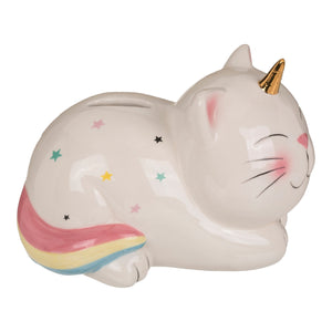 Einhorn-Katze Spardose Einhorn Geschenk für Mädchen Sparschwein aus Keramik