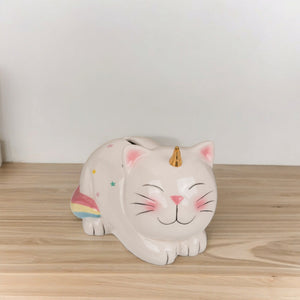 Einhorn-Katze Spardose Einhorn Geschenk für Mädchen Sparschwein aus Keramik