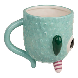 Türkises Monster kopfüber Kaffeebecher Kindertasse aus Keramik