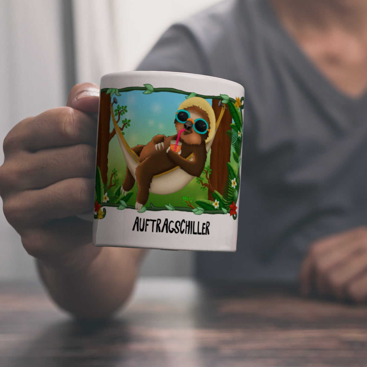 Auftragschiller Faultier Kaffeebecher
