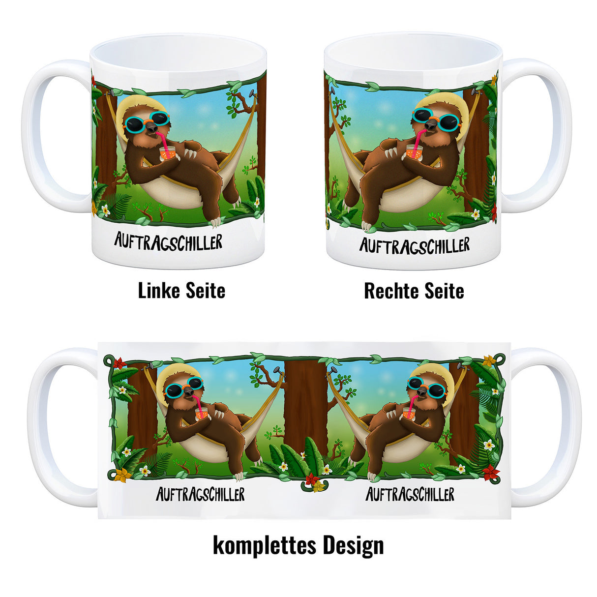 Auftragschiller Faultier Kaffeebecher