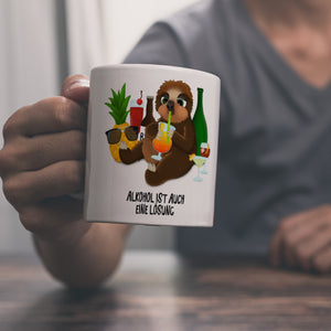 Alkohol ist auch eine Lösung Faultier Kaffeebecher