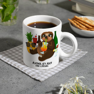 Alkohol ist auch eine Lösung Faultier Kaffeebecher