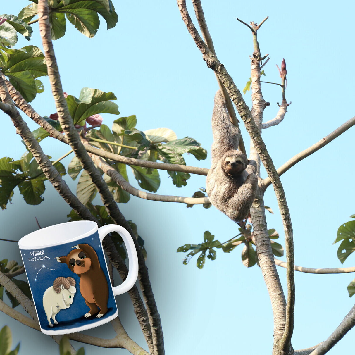 Faultier Sternzeichen Widder Kaffeebecher