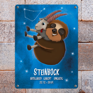 Faultier Sternzeichen Steinbock Metallschild