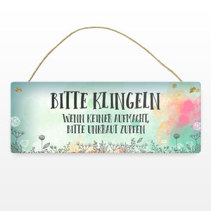 Metallschild mit Spruch: Bitte klingeln - Wenn keiner aufmacht, ...