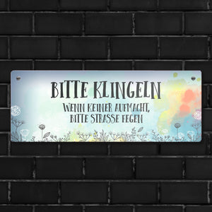 Metallschild mit Spruch: Bitte klingeln - Wenn keiner aufmacht, ...