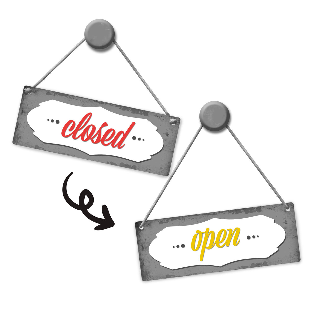 open oder closed Wendeschild mit Kordel