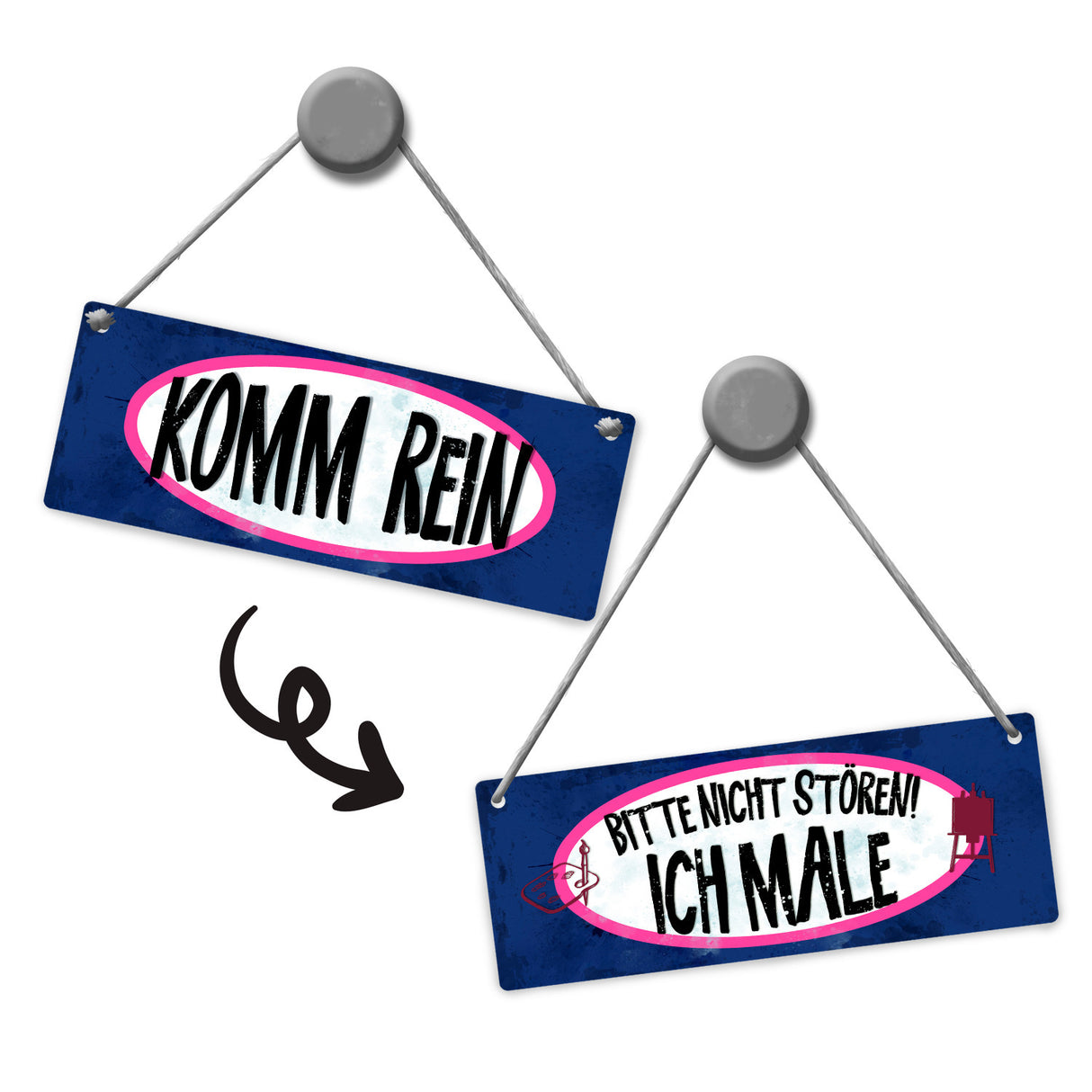 Bitte nicht stören - ich male Wendeschild mit Kordel