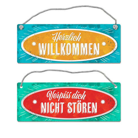 Verpiss dich - Herzlich Willkommen Wendeschild mit Kordel