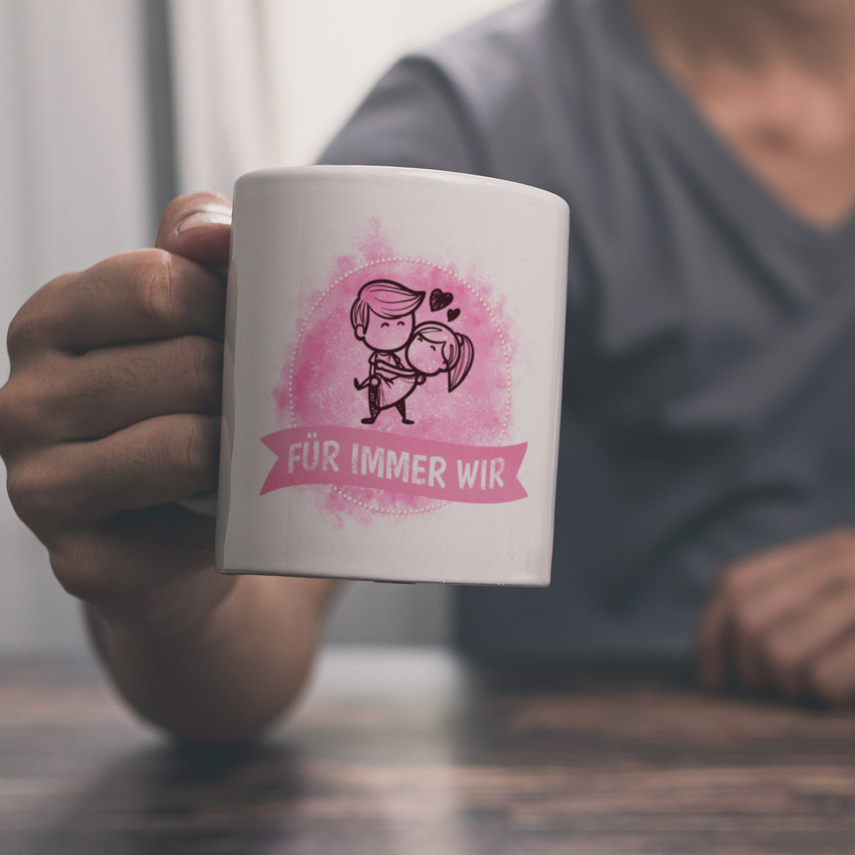 Kaffeebecher mit Spruch: Für immer wir