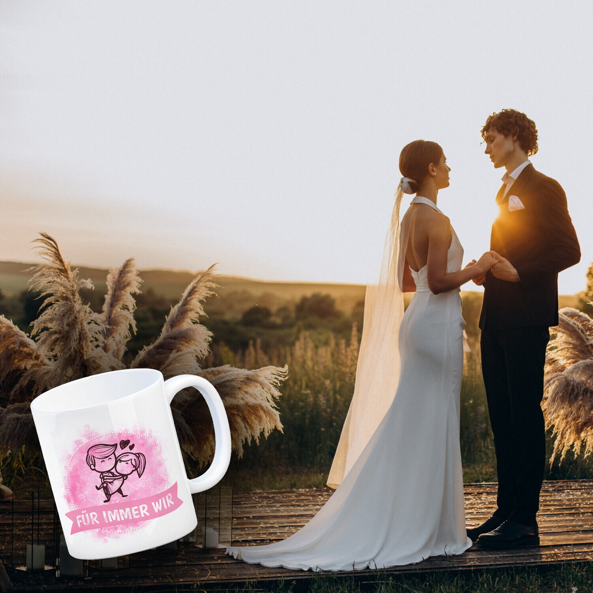 Kaffeebecher mit Spruch: Für immer wir