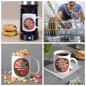Kaffeebecher mit Spruch: Ich liebe dich wie ein dickes ...