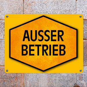 Ausser Betrieb Warn- und Hinweisschild in Gelb und Schwarz