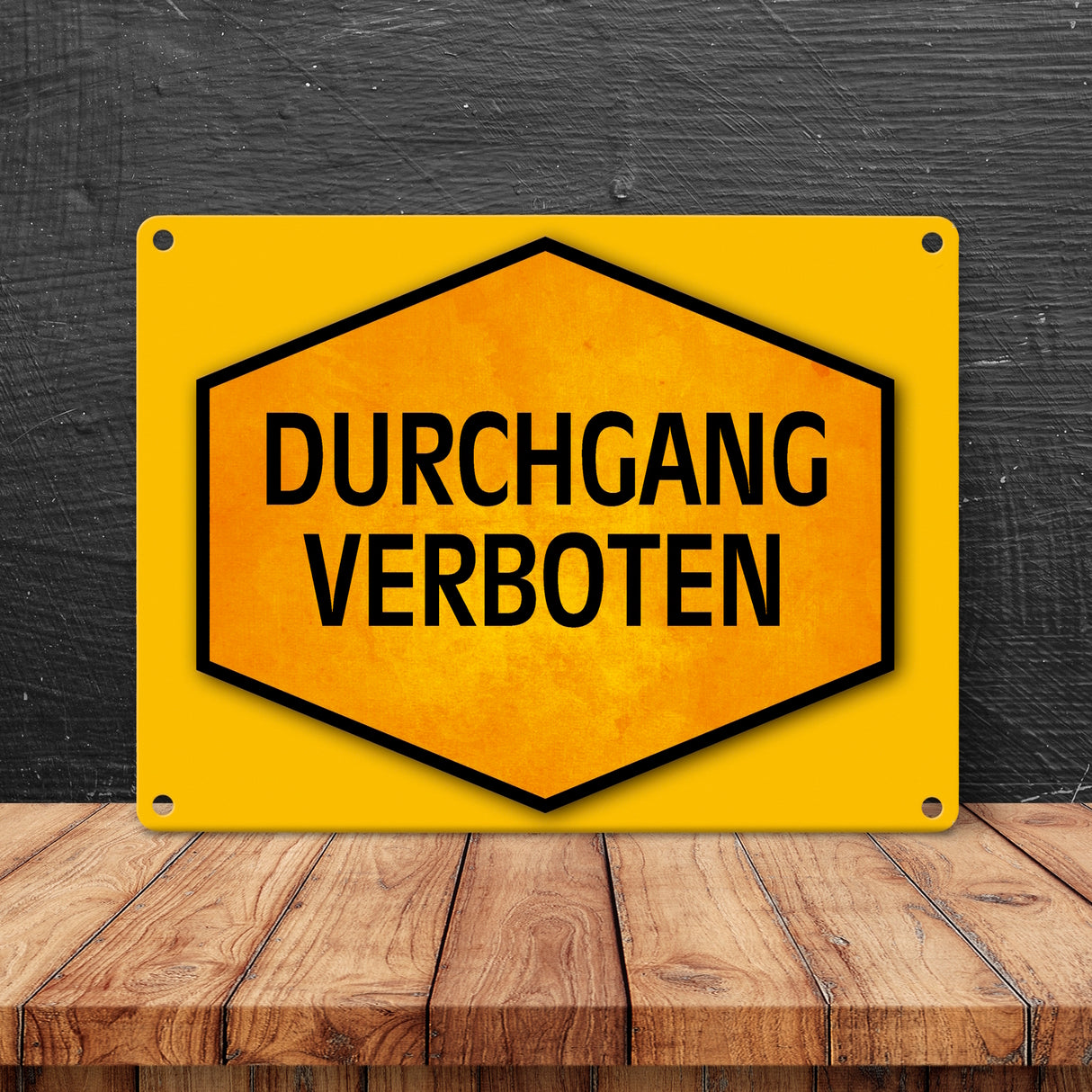 Durchgang verboten Warn- und Hinweisschild in Gelb und Schwarz