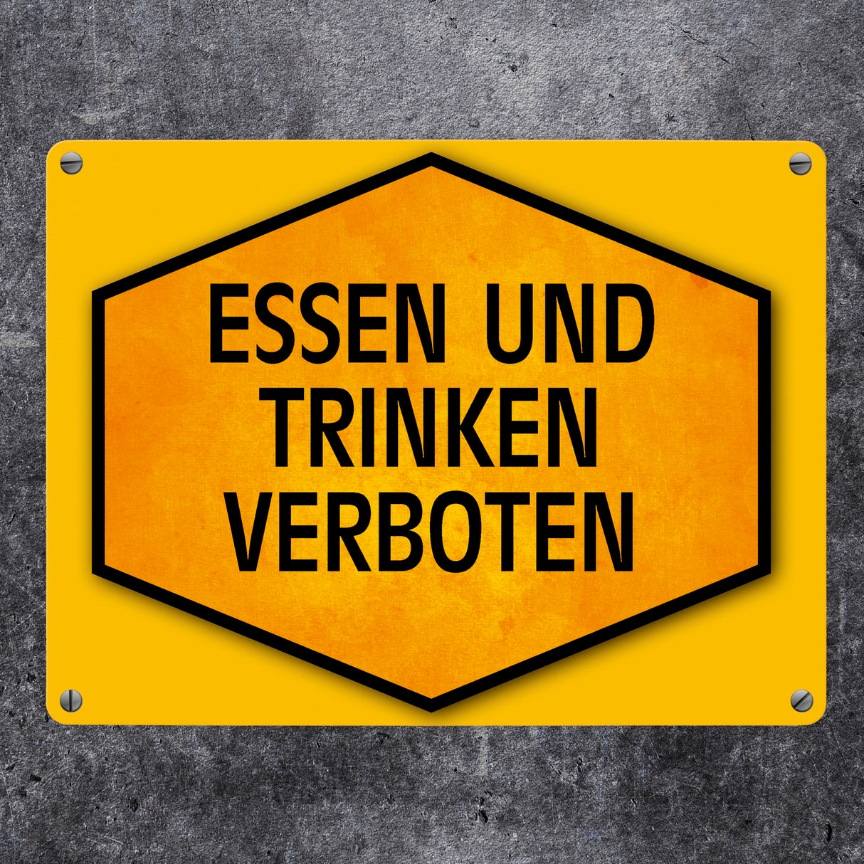 Essen und Trinken verboten Warn- und Hinweisschild in Gelb und Schwarz
