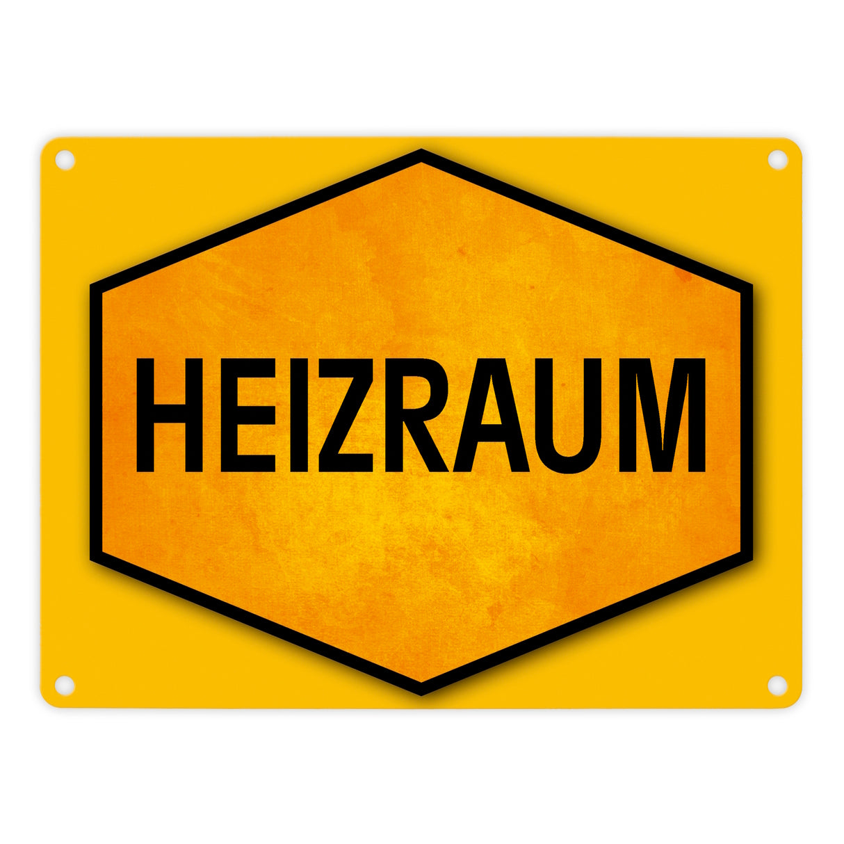 Heizraum Warn- und Hinweisschild in Gelb und Schwarz