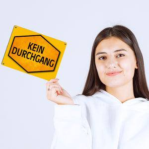 Kein Durchgang Warn- und Hinweisschild in Gelb und Schwarz