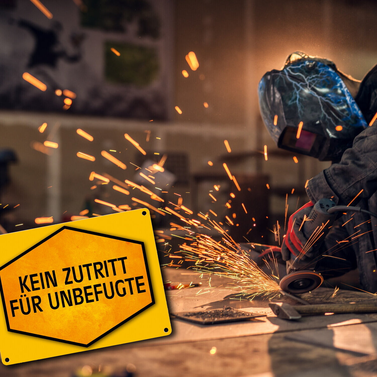 Kein Zutritt für Unbefugte Warn- und Hinweisschild in Gelb und Schwarz