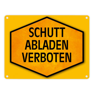 Schutt abladen verboten Warn- und Hinweisschild in Gelb und Schwarz