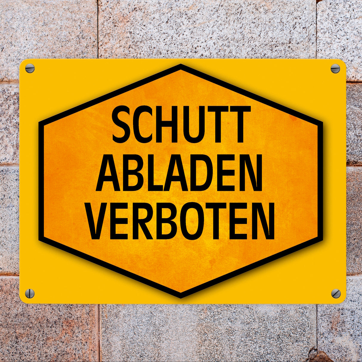 Schutt abladen verboten Warn- und Hinweisschild in Gelb und Schwarz