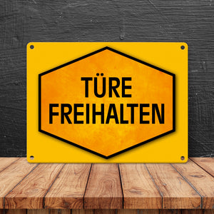 Türe freihalten Warn- und Hinweisschild in Gelb und Schwarz