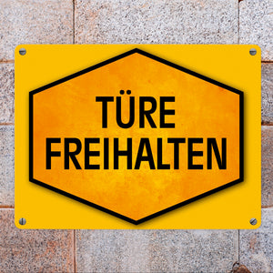 Türe freihalten Warn- und Hinweisschild in Gelb und Schwarz