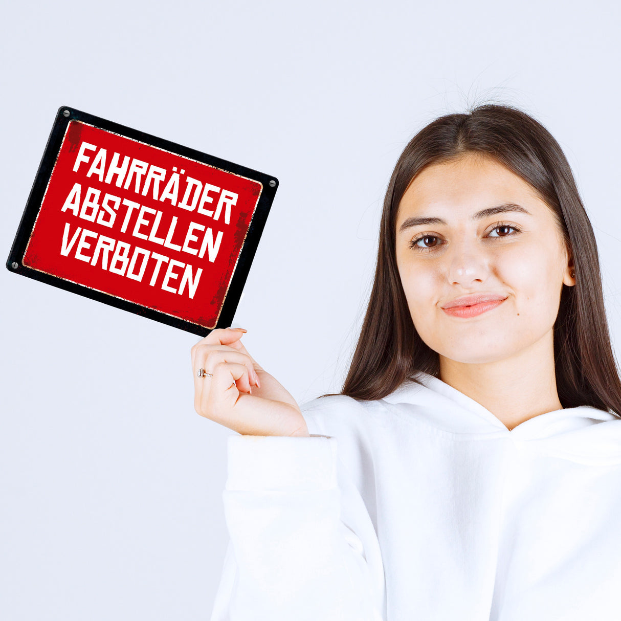 Fahrräder abstellen verboten Warn- und Hinweisschild im Used-Look