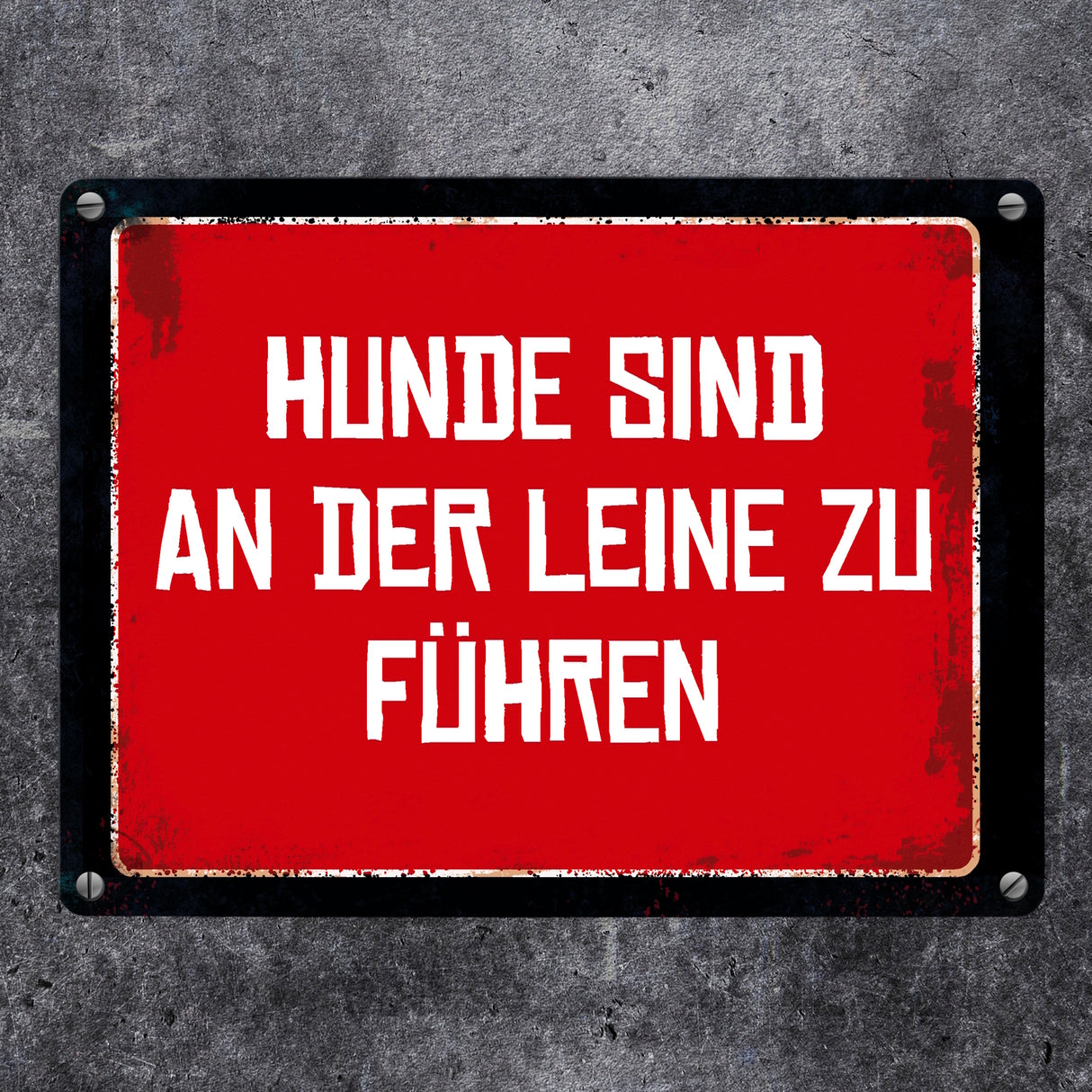 Hunde sind an der Leine zu führen Warn- und Hinweisschild im Used-Look