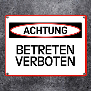 Betreten verboten Warn- und Hinweisschild im modernen Design