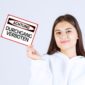 Durchgang verboten Warn- und Hinweisschild im modernen Design