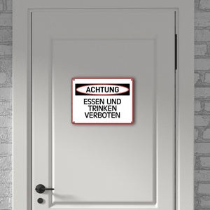 Essen und Trinken verboten Warn- und Hinweisschild im modernen Design