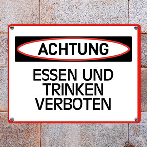 Essen und Trinken verboten Warn- und Hinweisschild im modernen Design