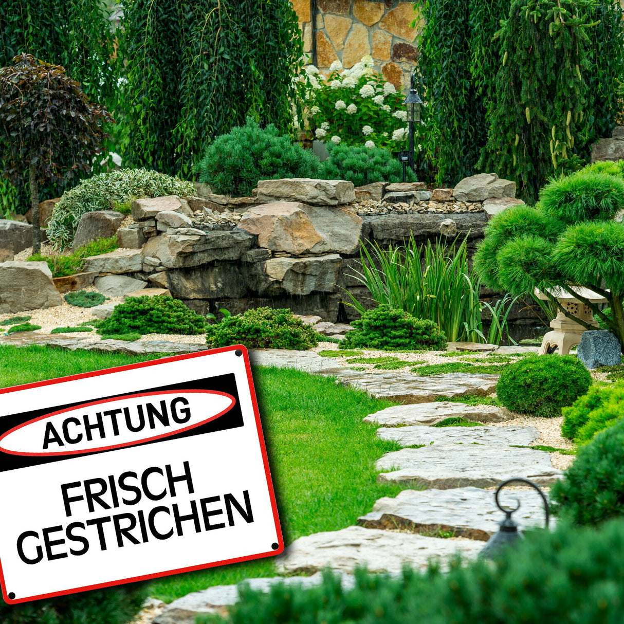 Frisch gestrichen Warn- und Hinweisschild im modernen Design