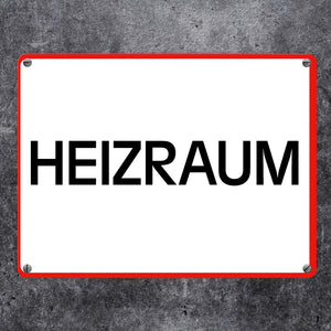 Heizraum Warn- und Hinweisschild im modernen Design