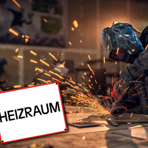 Heizraum Warn- und Hinweisschild im modernen Design