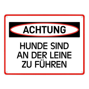 Hunde sind an der Leine zu führen Warn- und Hinweisschild im modernen Design