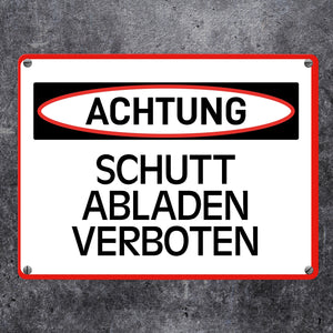Schutt abladen verboten Warn- und Hinweisschild im modernen Design