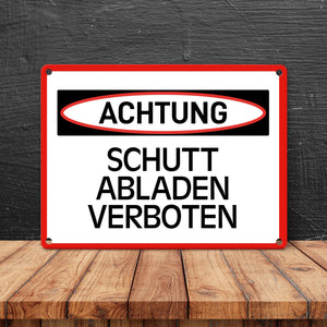Schutt abladen verboten Warn- und Hinweisschild im modernen Design
