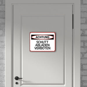 Schutt abladen verboten Warn- und Hinweisschild im modernen Design