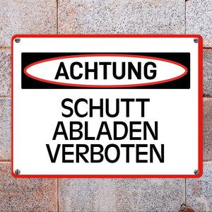 Schutt abladen verboten Warn- und Hinweisschild im modernen Design