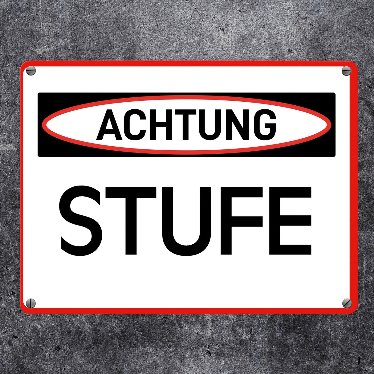 Stufe Warn- und Hinweisschild im modernen Design